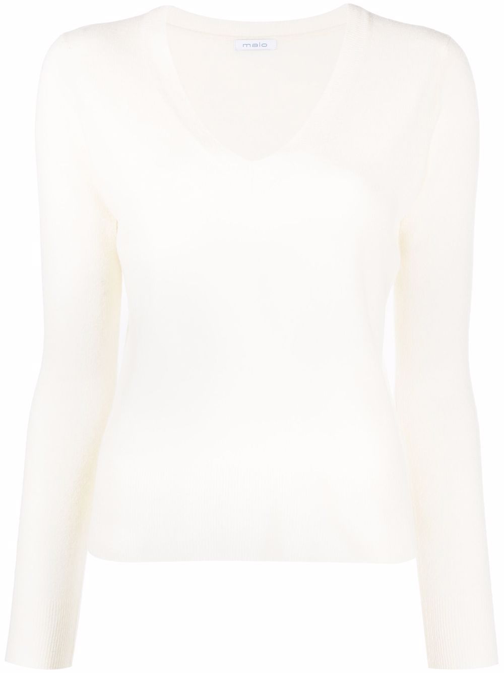 Malo V-neck cashmere-blend jumper - White von Malo