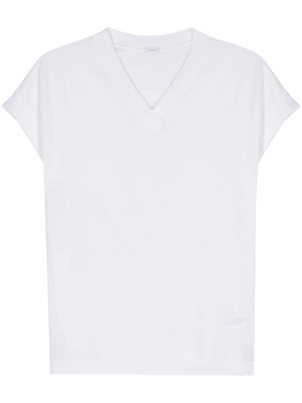 Malo V-neck fine-knit top - White von Malo