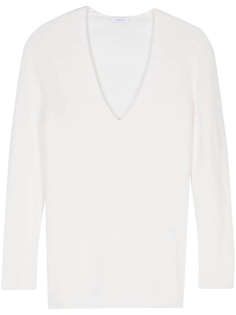 Malo V-neck sweater - White von Malo