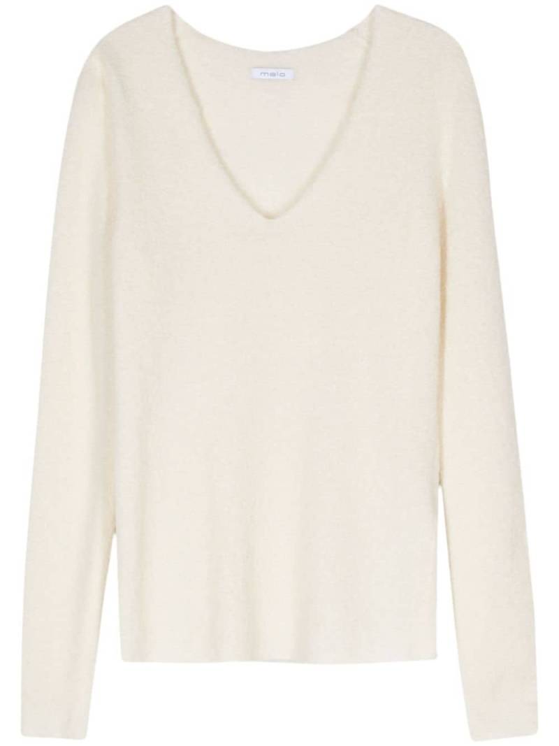 Malo V-neck sweater - White von Malo