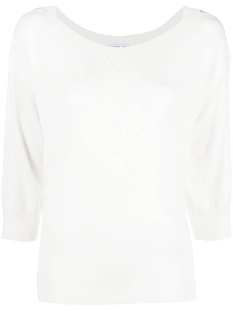 Malo fine-knit short-sleeve top - White von Malo