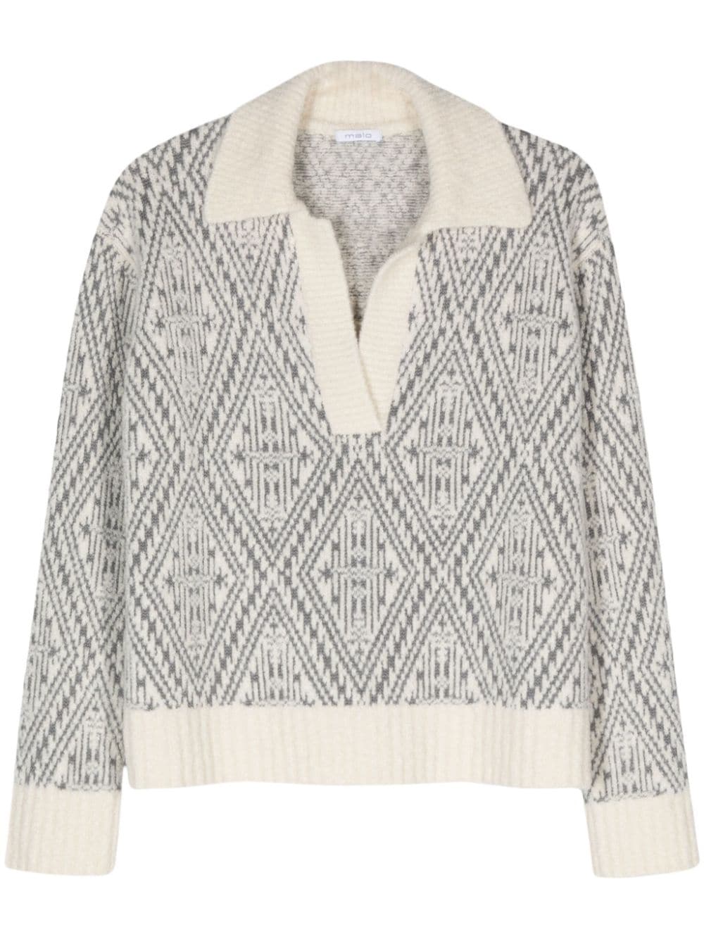 Malo patterned intarsia-knit sweater - White von Malo