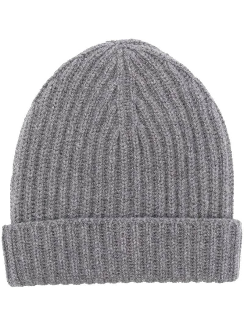 Malo ribbed-knit cashmere beanie - Grey von Malo