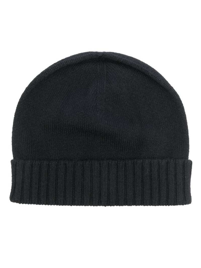 Malo ribbed-trim cashmere beanie - Black von Malo