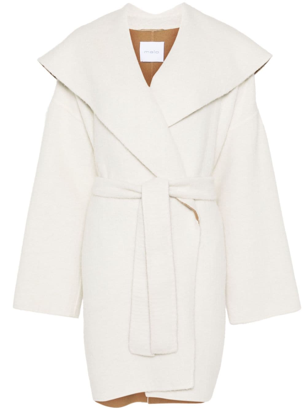 Malo wide lapels belted coat - White von Malo