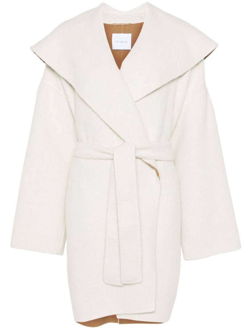 Malo wide lapels belted coat - White von Malo