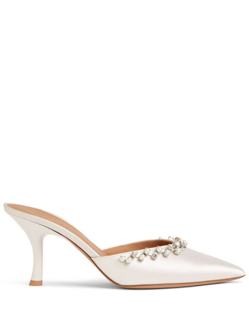 Malone Souliers Gwyn crystal-embellished satin mules - White von Malone Souliers