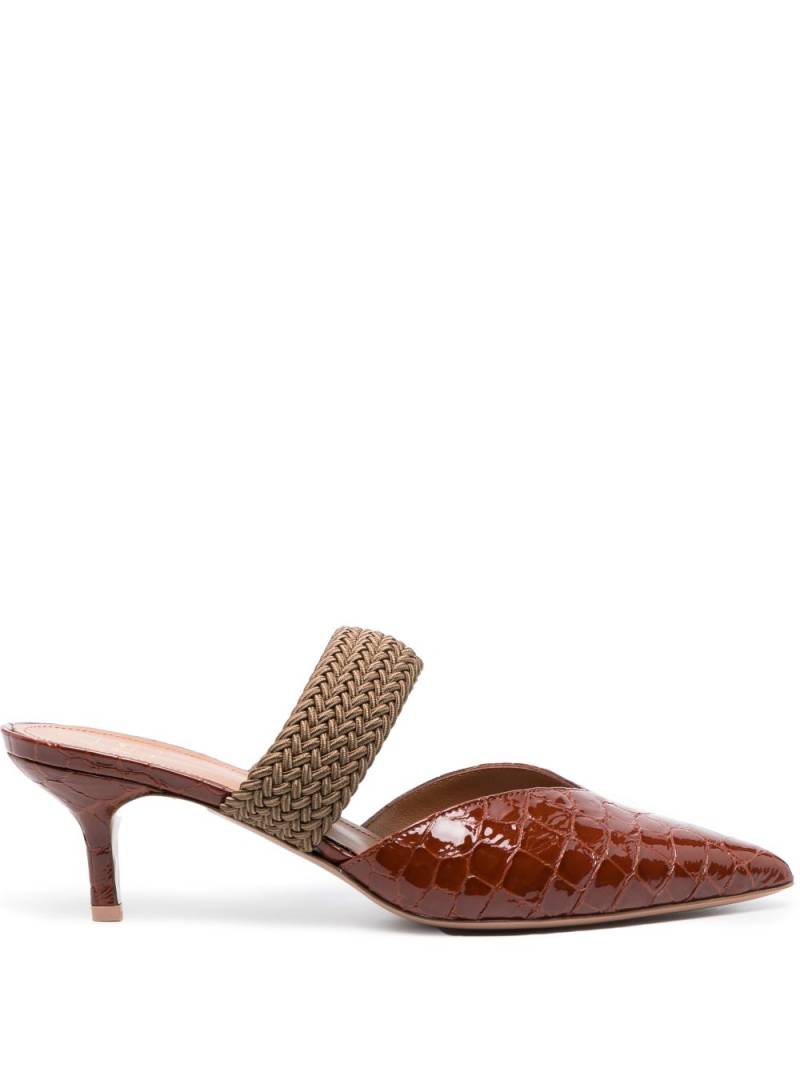 Malone Souliers Masie 45mm embossed-effect patent mules - Brown von Malone Souliers