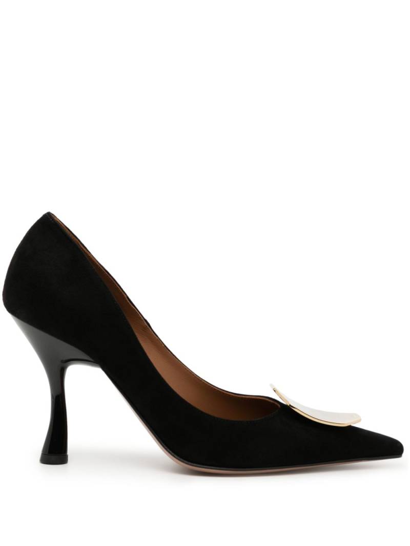 Malone Souliers Vonn 90mm metallic-finish suede pumps - Black von Malone Souliers