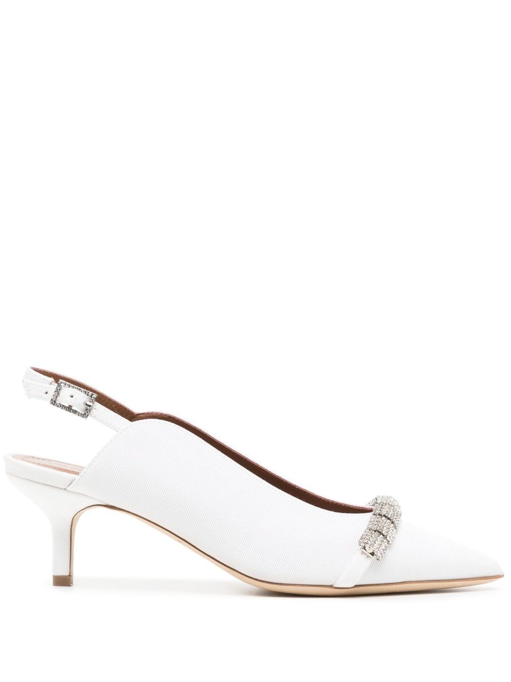 Malone Souliers 50mm kitten-heel crystal-embellished pumps - White von Malone Souliers