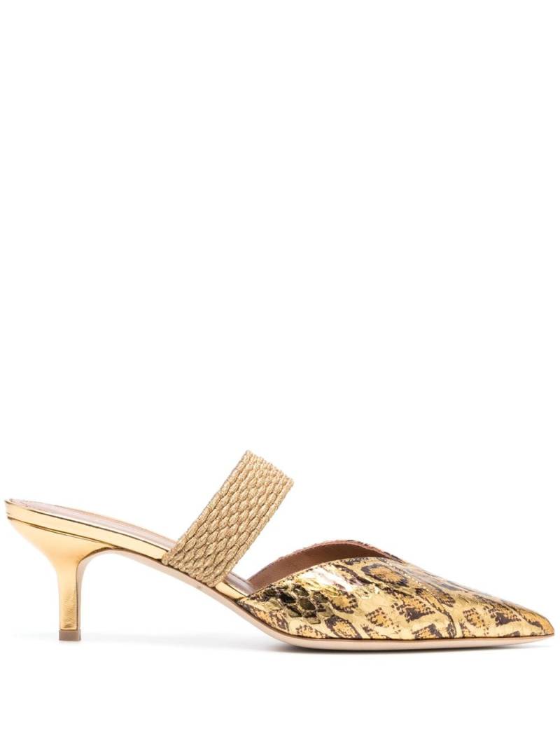 Malone Souliers leopard-print 60mm leather mules - Gold von Malone Souliers