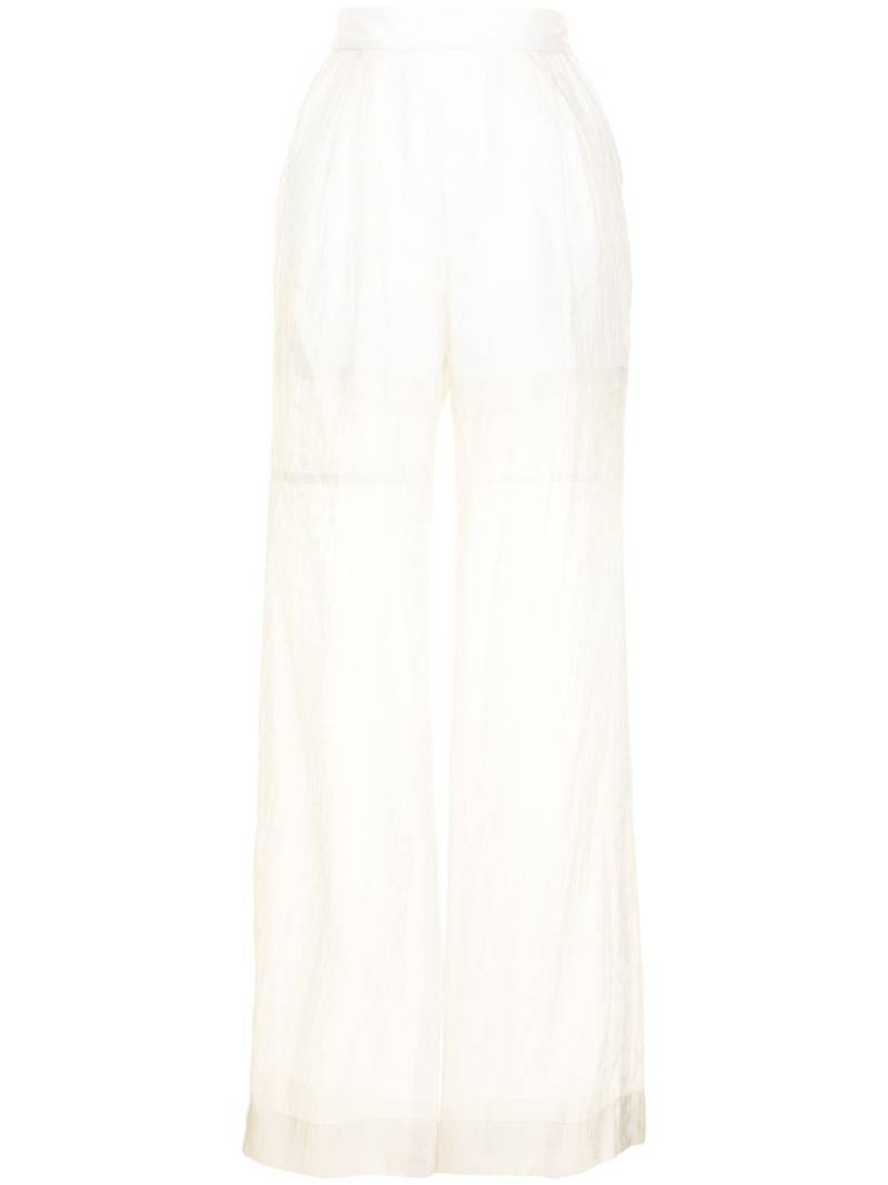 Mame Kurogouchi high-waist jacquard sheer trousers - White von Mame Kurogouchi