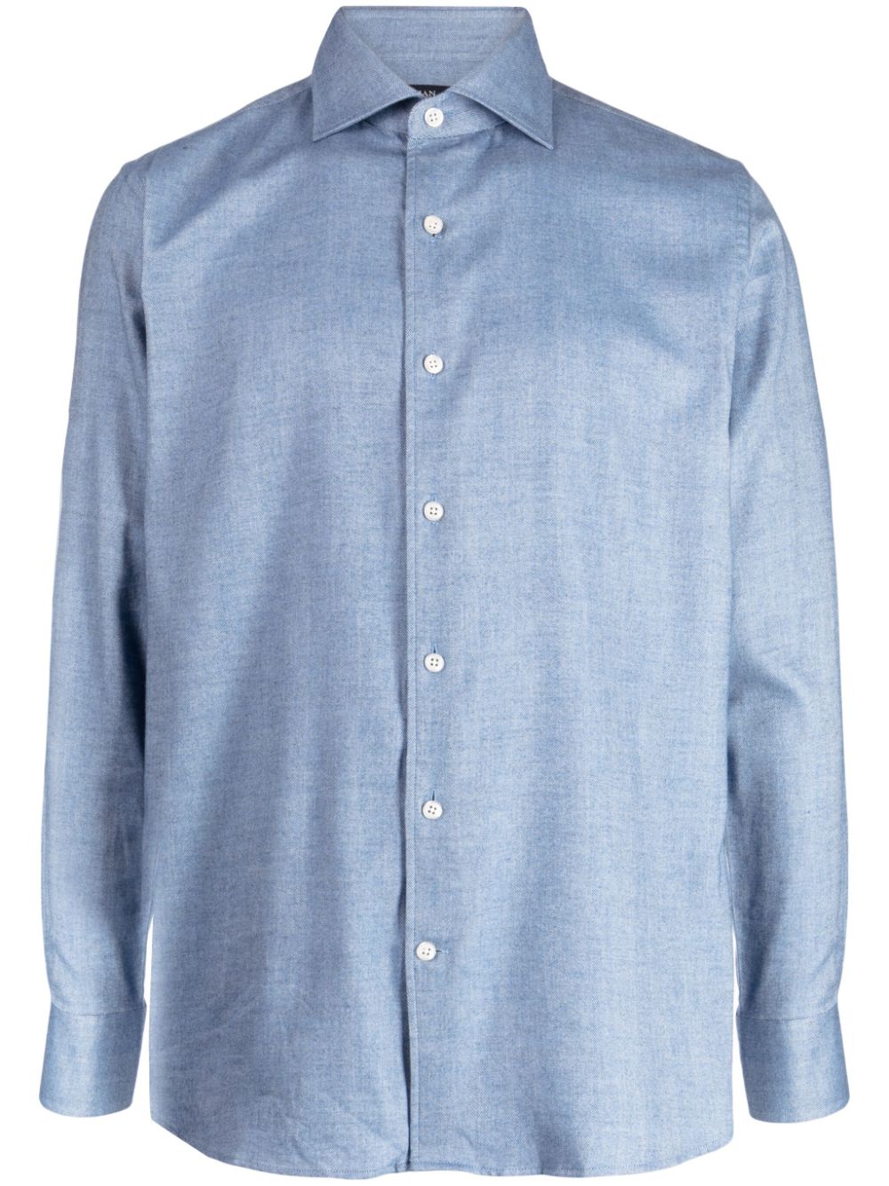 Man On The Boon. Albini herringbone shirt - Blue von Man On The Boon.