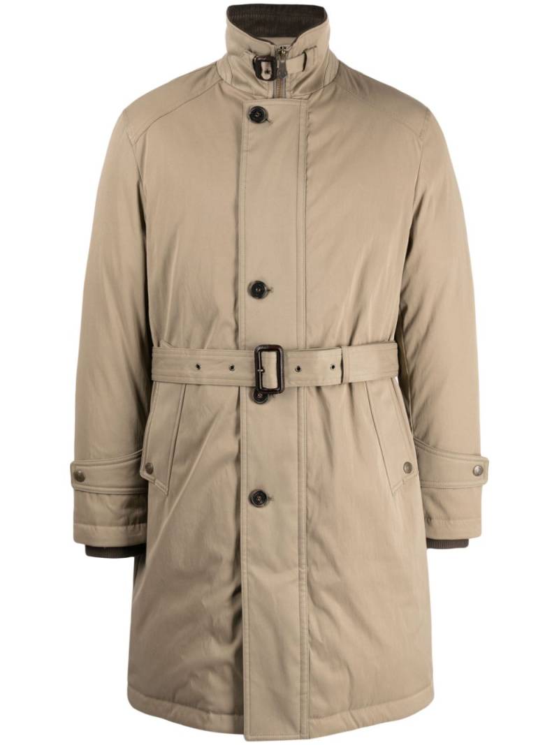 Man On The Boon. Fireman belted padded coat - Green von Man On The Boon.