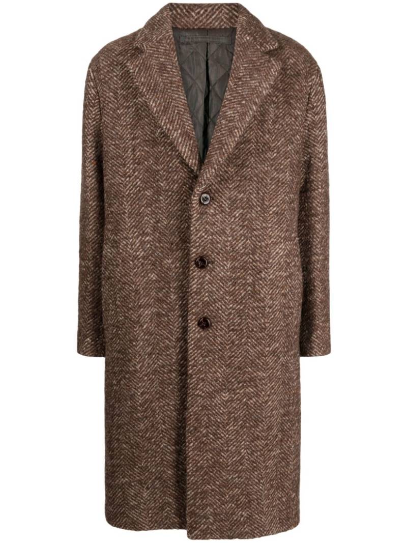 Man On The Boon. brushed herringbone single-breasted coat - Brown von Man On The Boon.