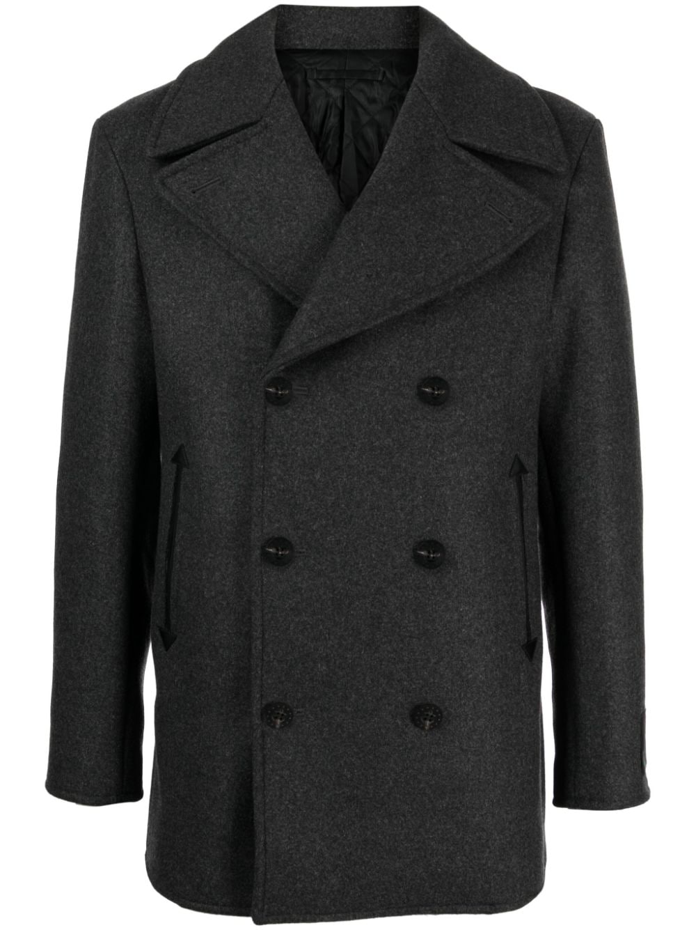 Man On The Boon. mélange brushed melton peacoat - Black von Man On The Boon.