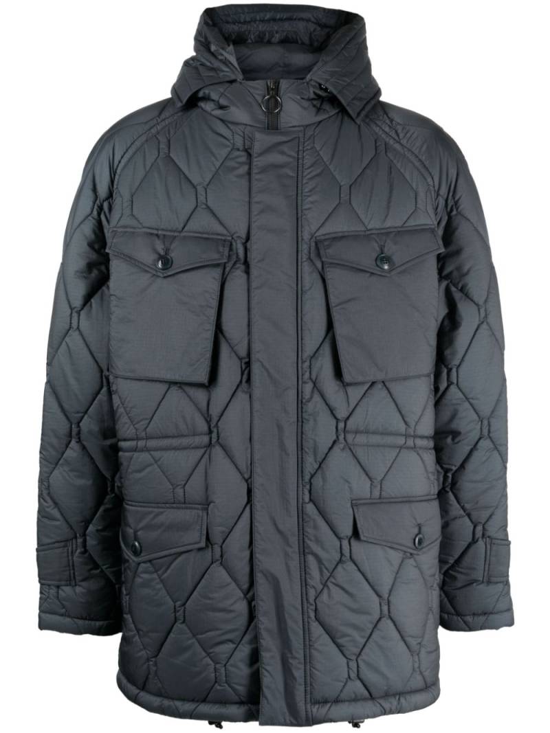 Man On The Boon. multi-pocket hooded quilted jacket - Blue von Man On The Boon.