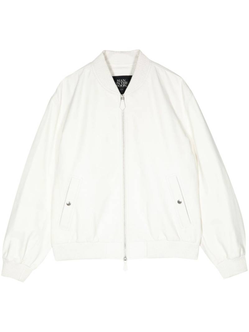 Man On The Boon. zip-up varsity leather jacket - White von Man On The Boon.