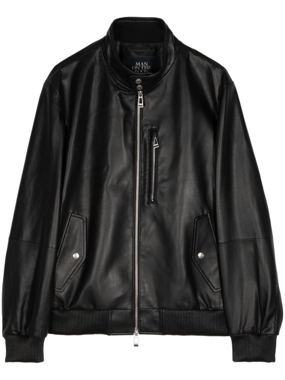 Man On The Boon. zipped punched-leather jacket - Black von Man On The Boon.