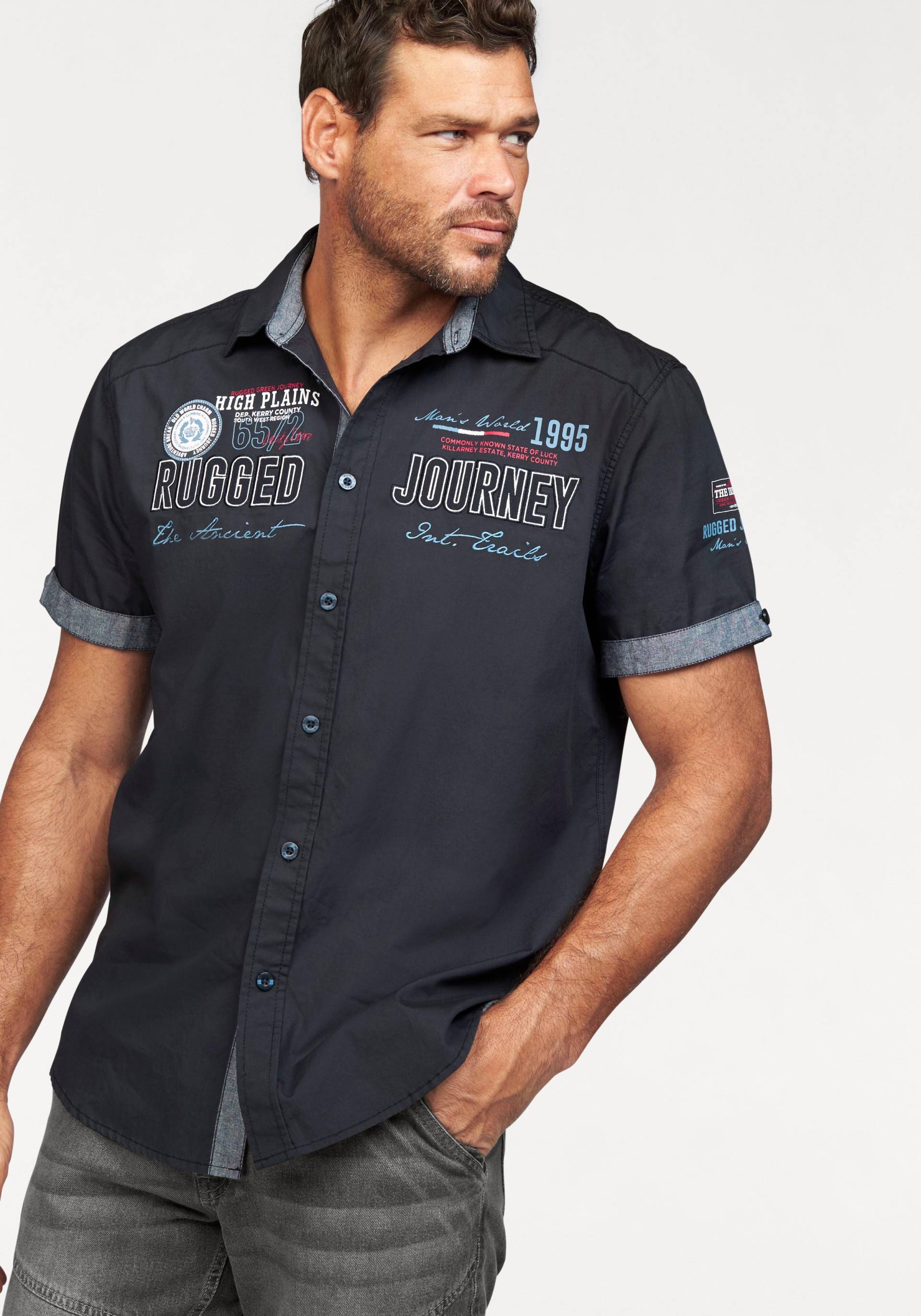 Man's World Kurzarmhemd, mit Print und Aufnähern Man's World Kurzarmhemd, mit Print und Aufnähern von Man's World