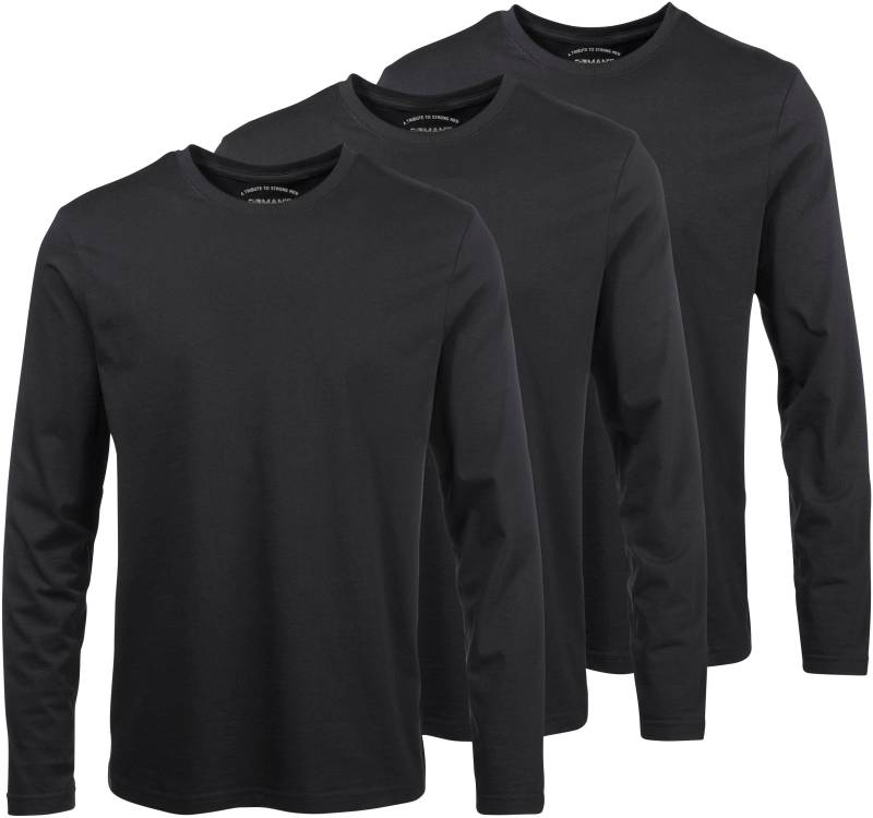 Man's World Langarmshirt, Langarm, unifarben, aus Baumwolle, im 3er-Pack von Man's World