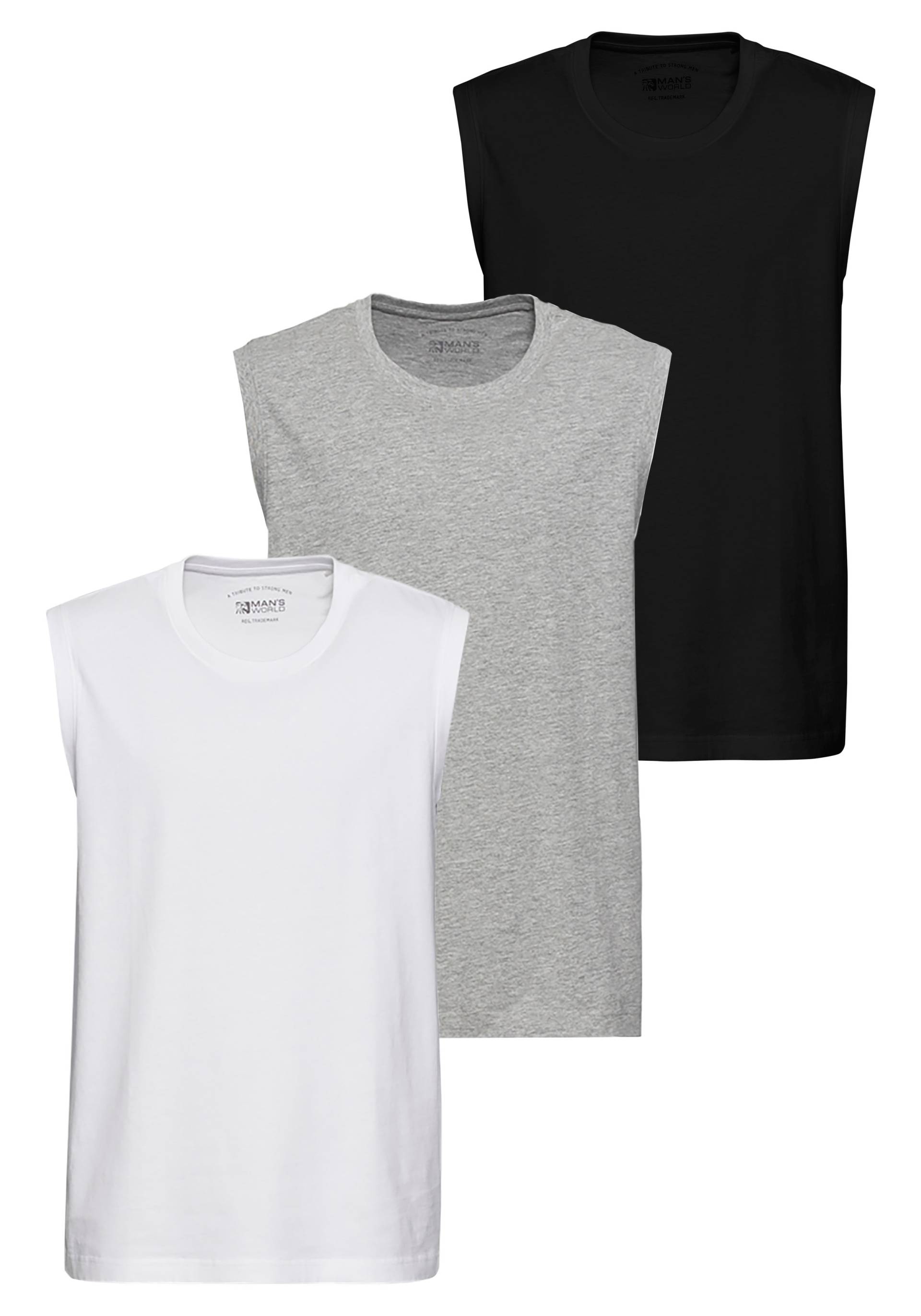 Man's World Muscleshirt, ärmellos, Basic-Stil, unifarben, Rundhalsausschnitt von Man's World