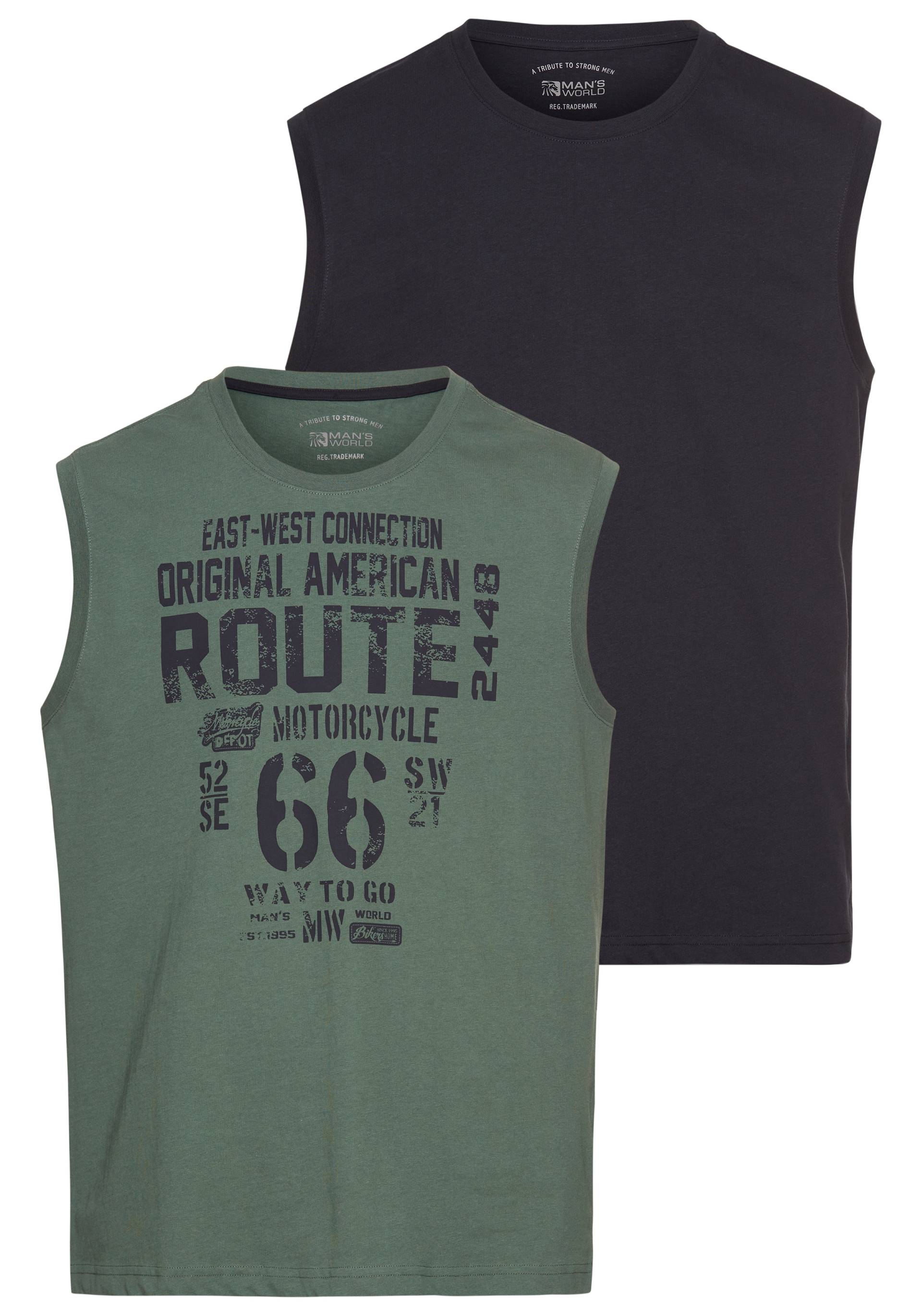 Man's World Muscleshirt, (2er-Pack), ärmellos, bedruckt, Rundhalsausschnitt, aus 100% Baumwolle Man's World Muscleshirt, (2er-Pack), ärmellos, bedruckt, Rundhalsausschnitt, aus 100% Baumwolle von Man's World