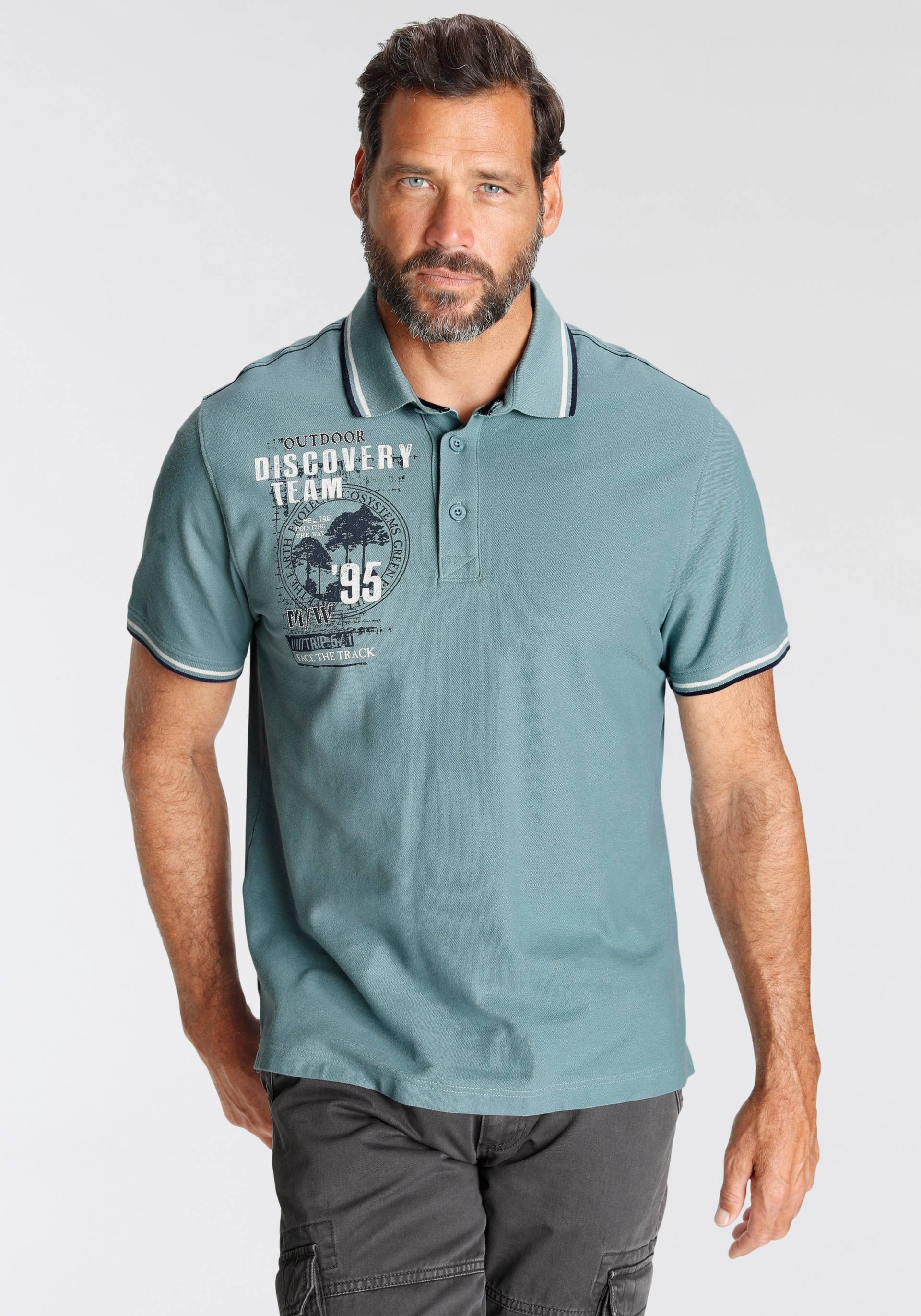 Man's World Poloshirt, Mit Print an der Schulter von Man's World