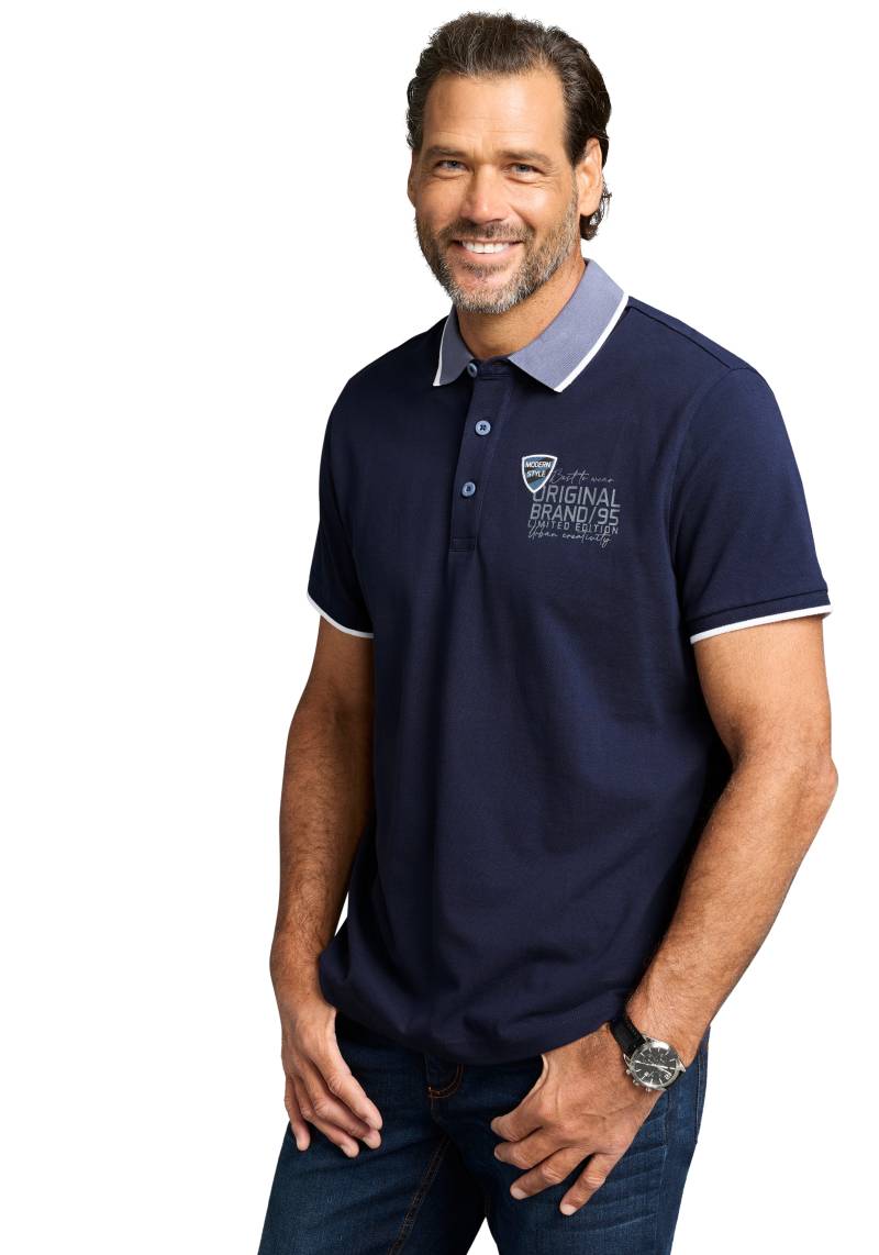 Man's World Poloshirt, mit Brustprint, meliertes Material von Man's World