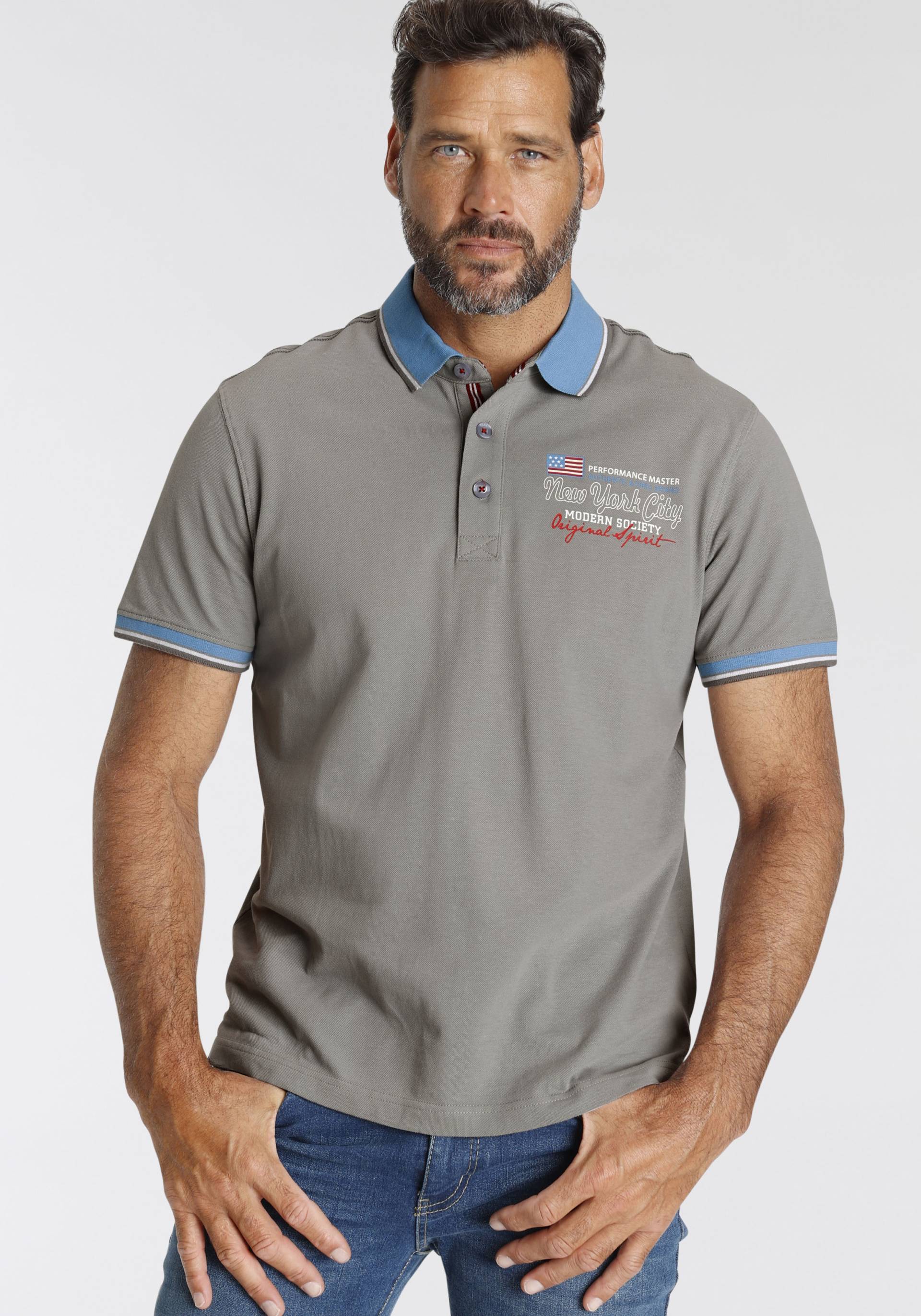 Man's World Poloshirt, mit kleinem Brustprint von Man's World