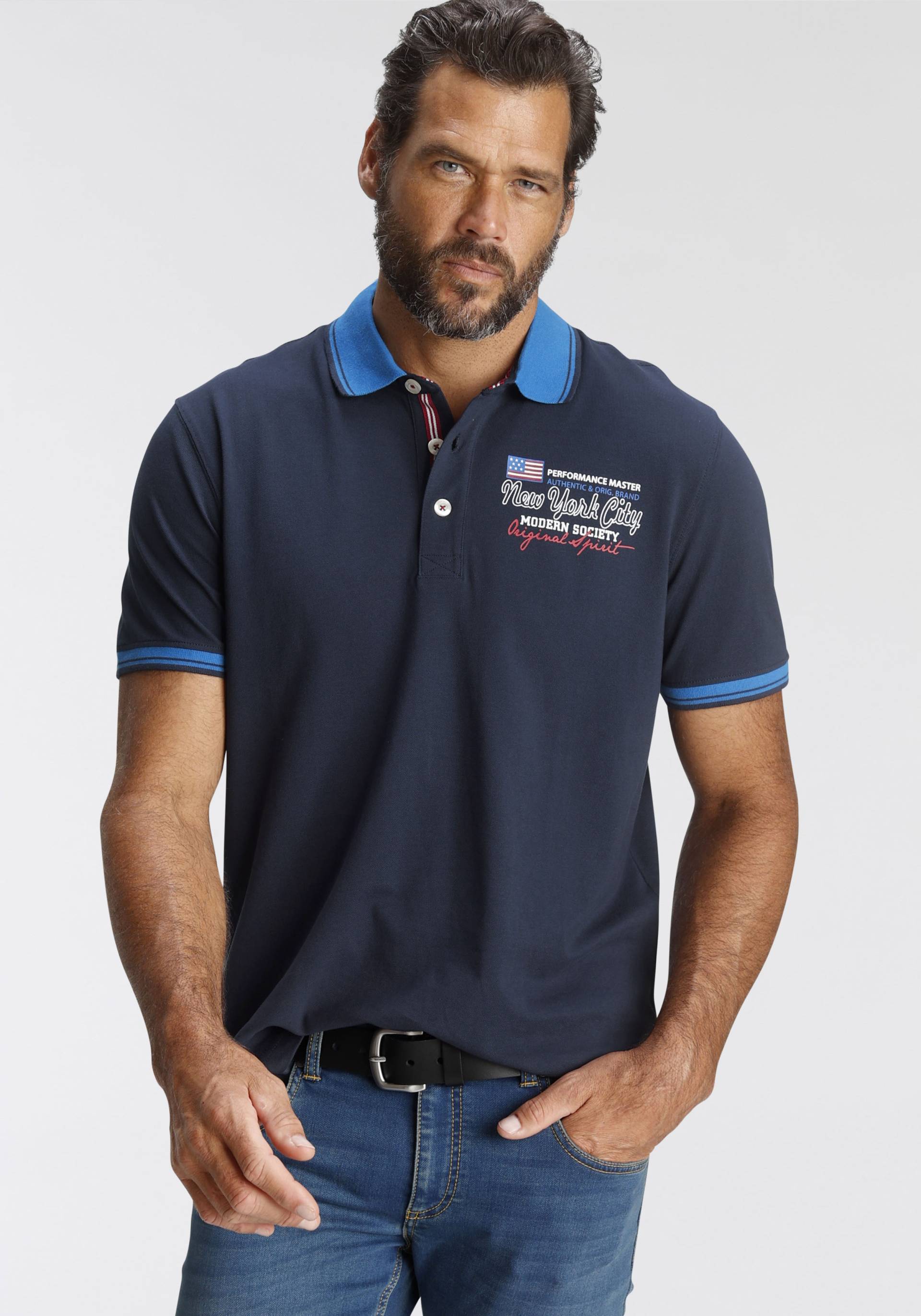 Man's World Poloshirt, mit kleinem Brustprint von Man's World