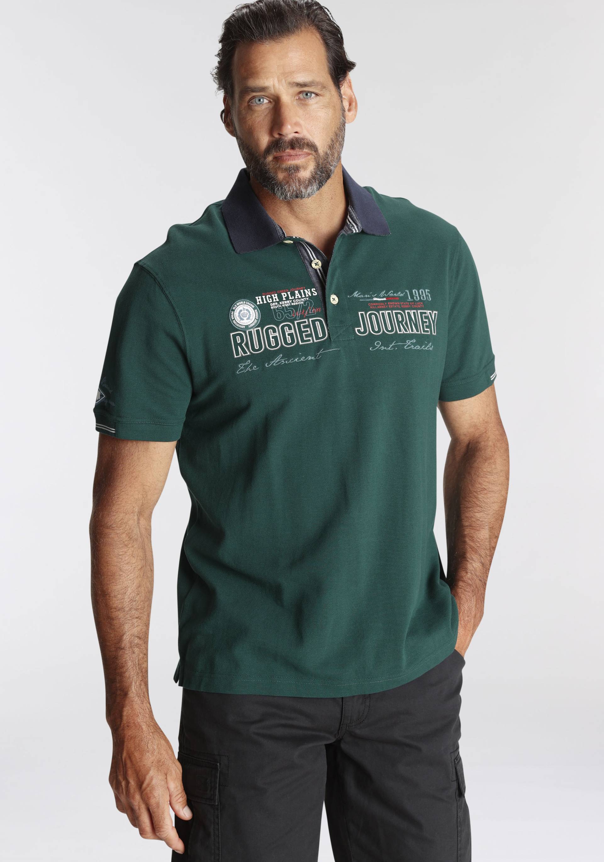 Man's World Poloshirt, mit modischem Brustprint/Stickerei von Man's World