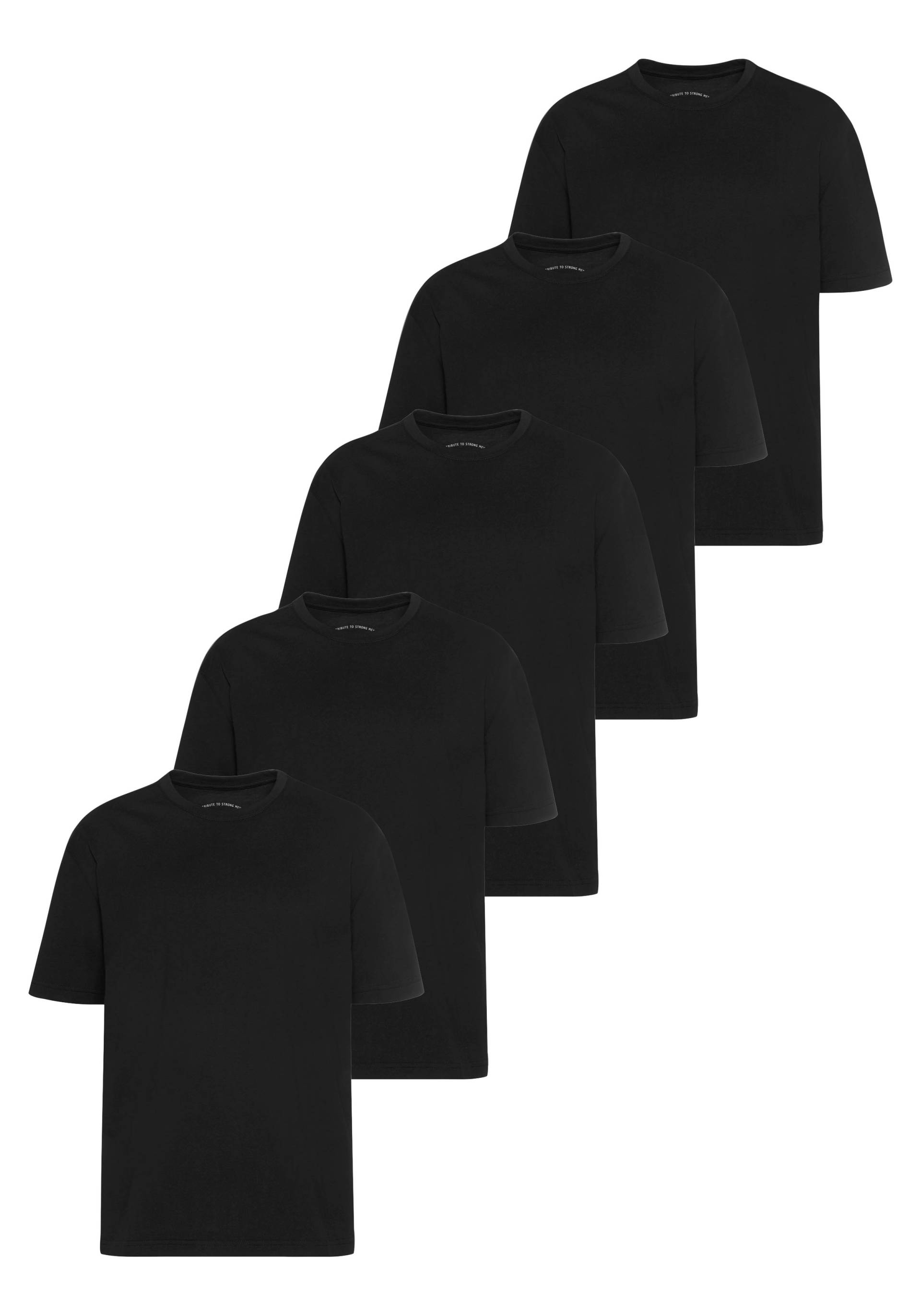 Man's World Rundhalsshirt, (5er-Pack), Kurzarm, Regular Fit, unifarben, Rundhals, aus Baumwolle von Man's World