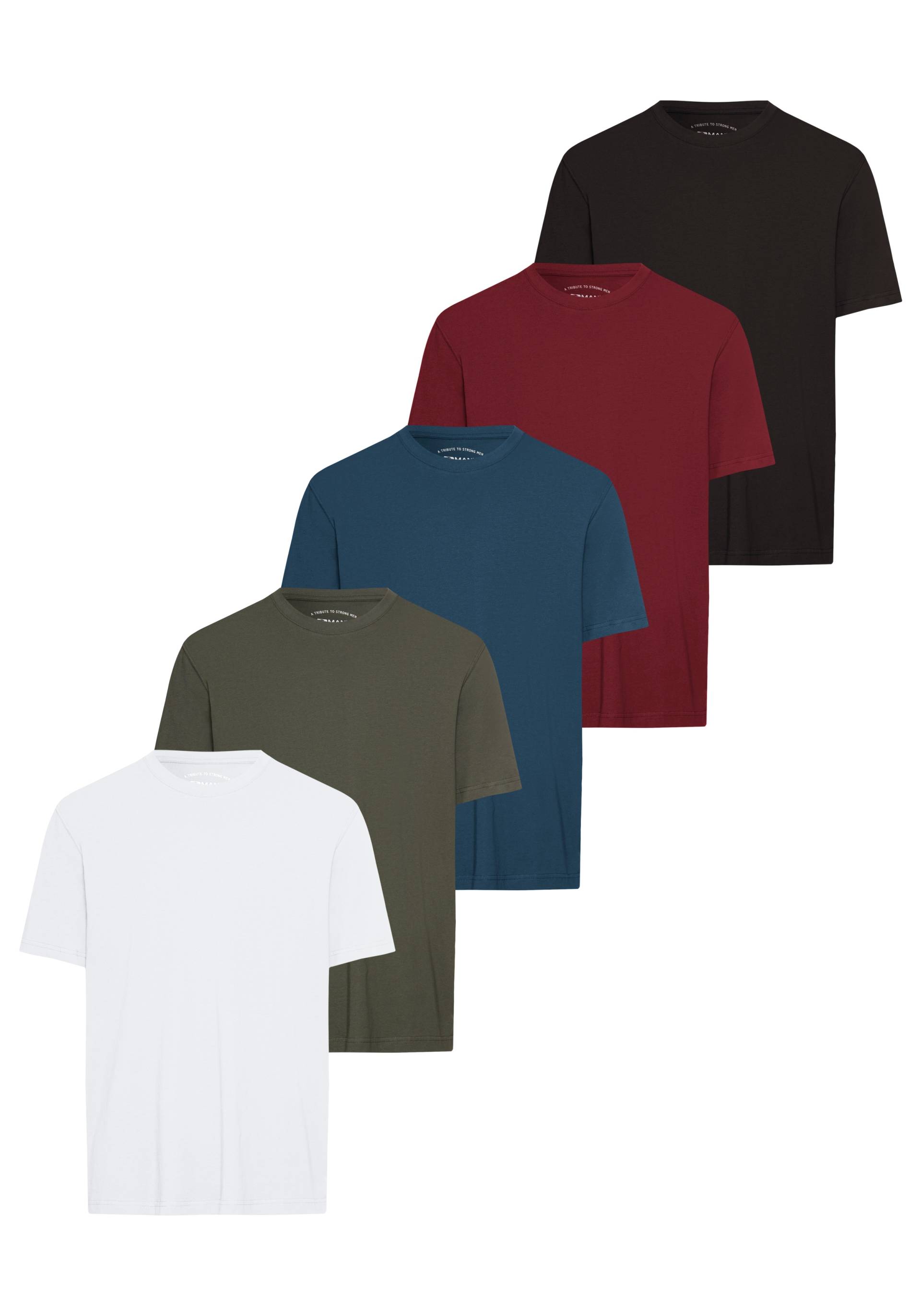 Man's World Rundhalsshirt, (5er-Pack), Kurzarm, Regular Fit, unifarben, Rundhals, aus Baumwolle Man's World Rundhalsshirt, (5er-Pack), Kurzarm, Regular Fit, unifarben, Rundhals, aus Baumwolle von Man's World