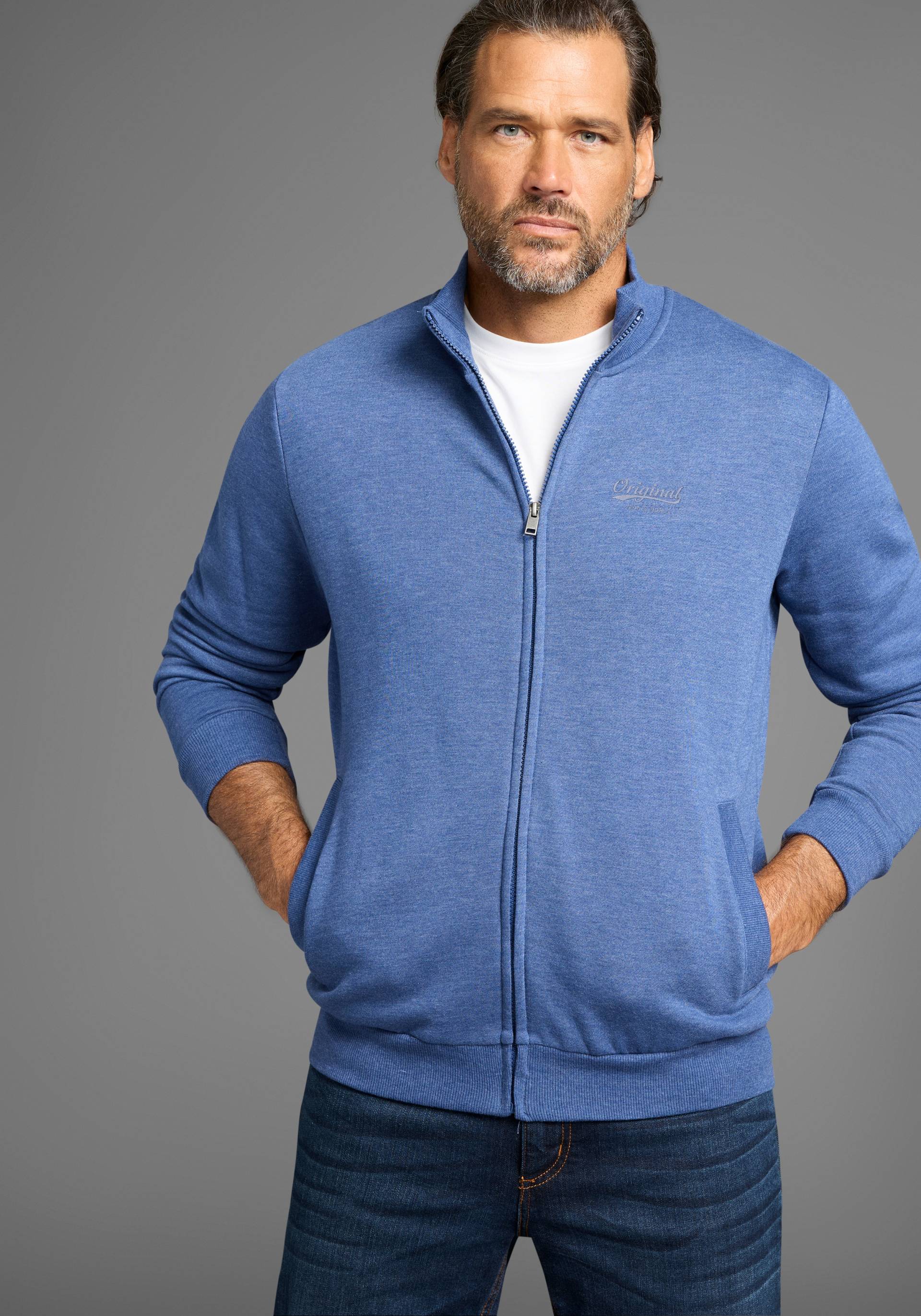 Man's World Sweatjacke, Stehkragen und dezentem Logodruck Man's World Sweatjacke, Stehkragen und dezentem Logodruck von Man's World