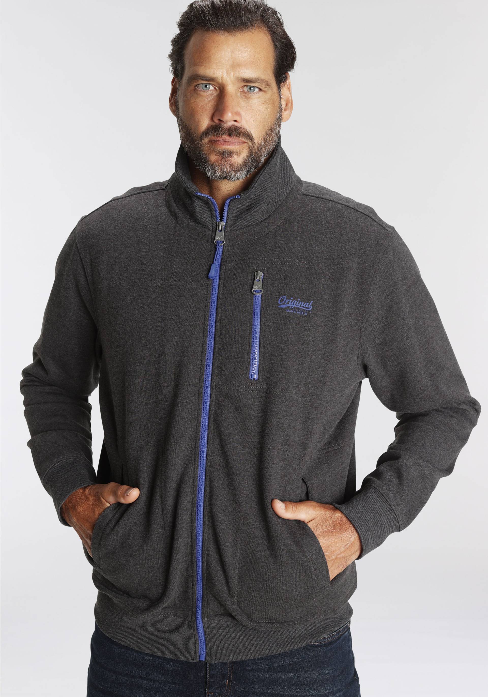 Man's World Sweatjacke, mit kontrastfarbigem Reissverschluss Man's World Sweatjacke, mit kontrastfarbigem Reissverschluss von Man's World