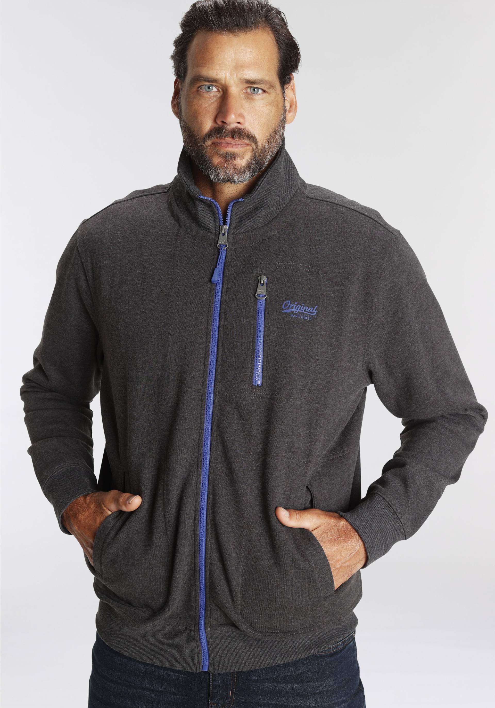 Man's World Sweatjacke, mit kontrastfarbigem Reissverschluss von Man's World