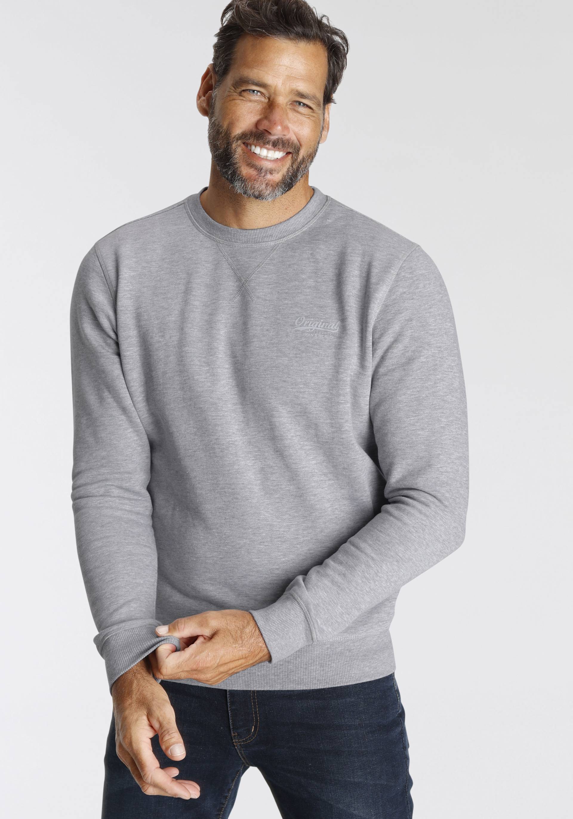 Man's World Sweatshirt, Langarm, Basic-Stil, unifarben, Rundhalsausschnitt von Man's World