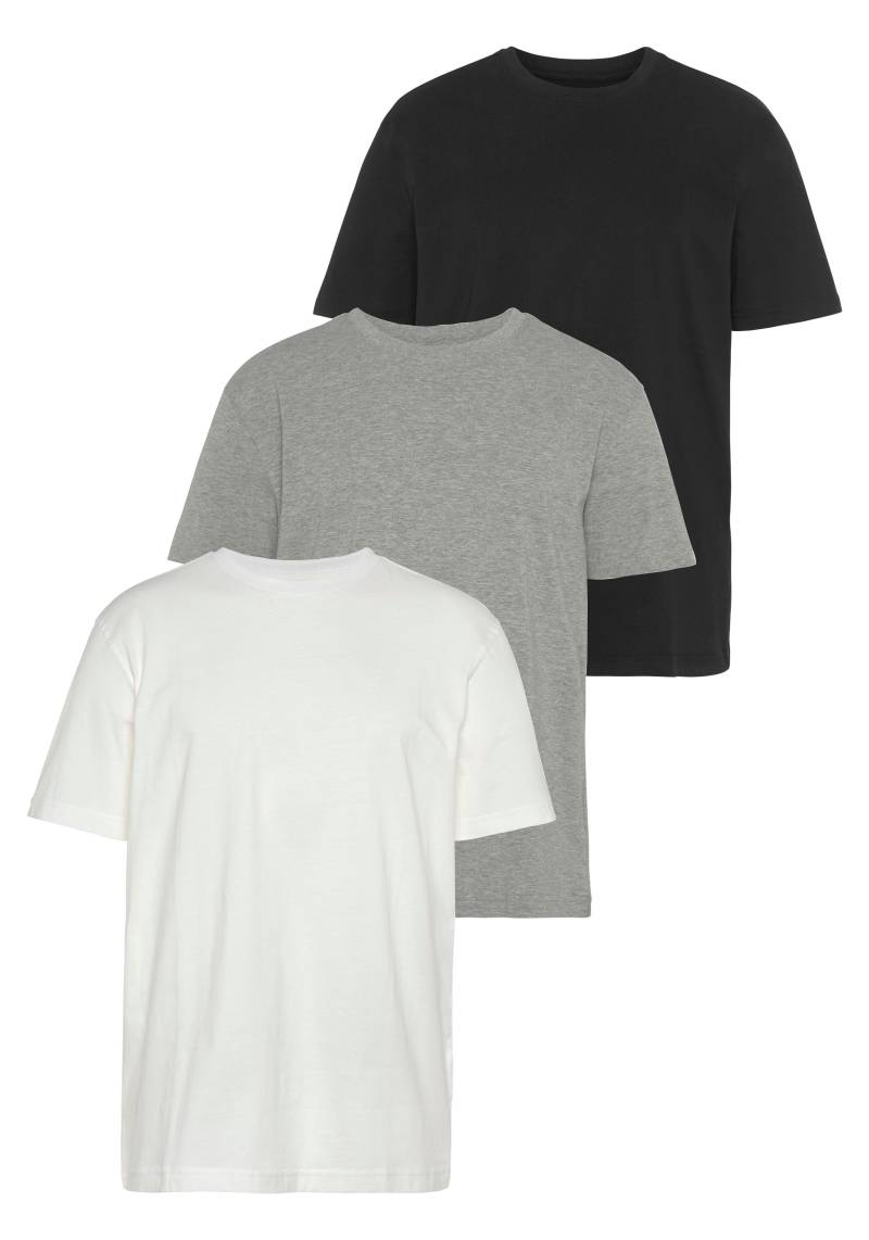 Man's World T-Shirt, Kurzarm, unifarben, Rundhals, aus Baumwolle, im 3er-Pack von Man's World