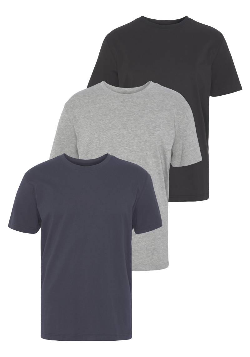 Man's World T-Shirt, Kurzarm, unifarben, Rundhals, aus Baumwolle, im 3er-Pack von Man's World