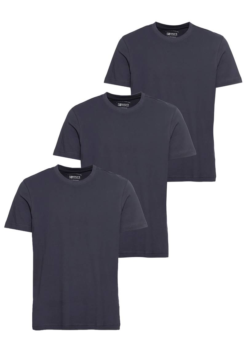 Man's World T-Shirt, Kurzarm, unifarben, Rundhals, aus Baumwolle, im 3er-Pack von Man's World