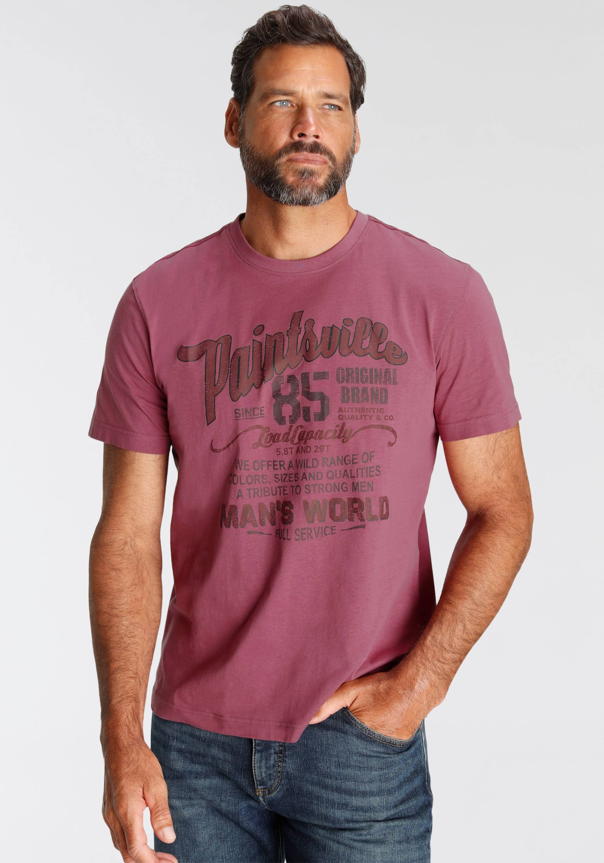 Man's World T-Shirt, Kurzarm, mit stylischem Print, Rundhalsausschnitt, aus Baumwolle von Man's World