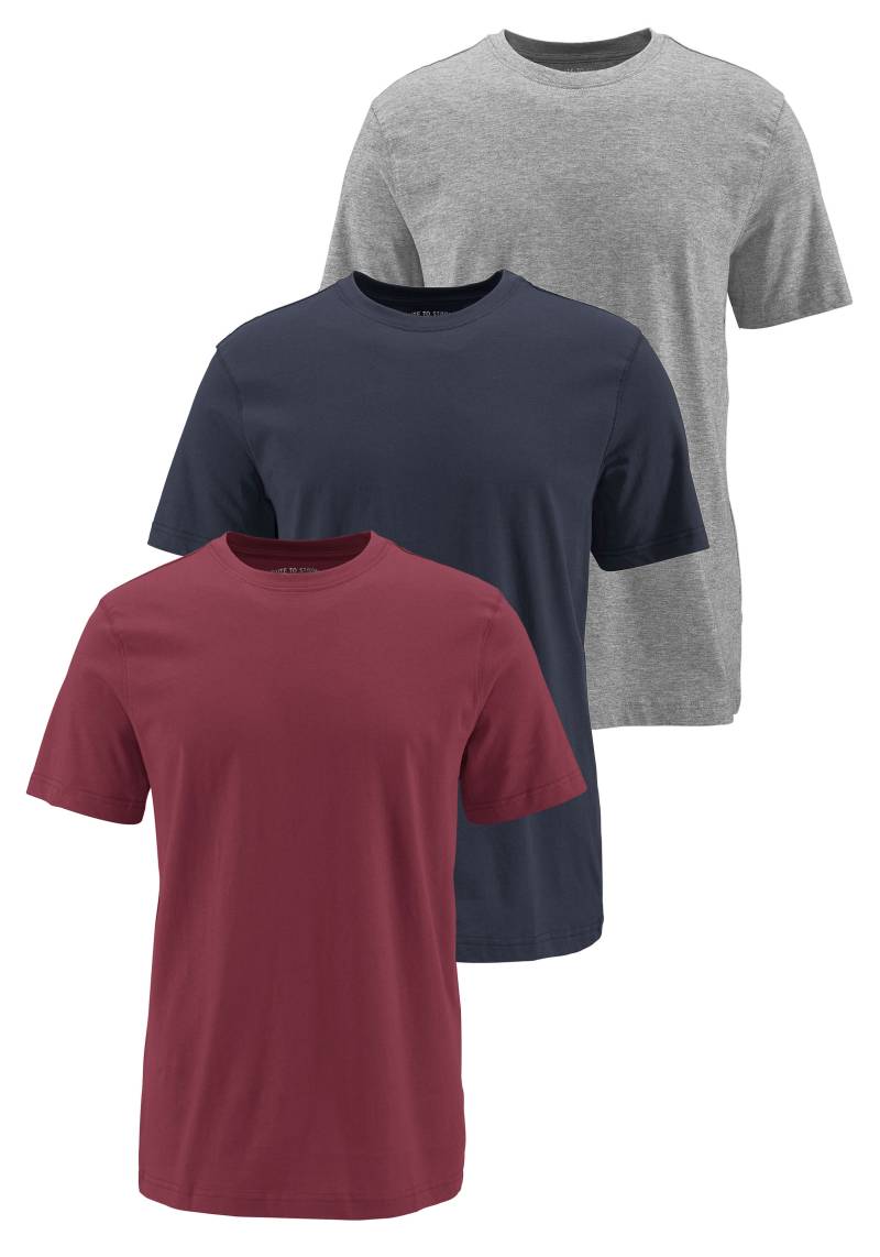 Man's World T-Shirt, Kurzarm, unifarben, Rundhals, aus Baumwolle, im 3er-Pack von Man's World