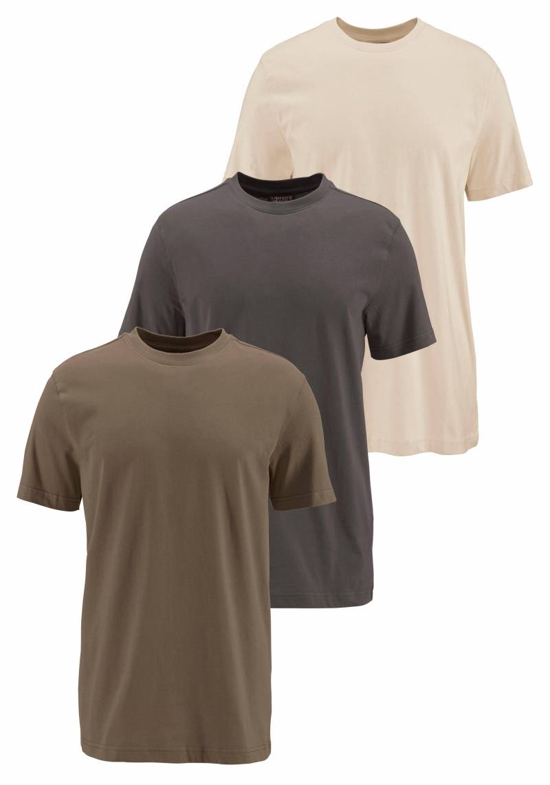 Man's World T-Shirt, Kurzarm, unifarben, Rundhals, aus Baumwolle, im 3er-Pack von Man's World