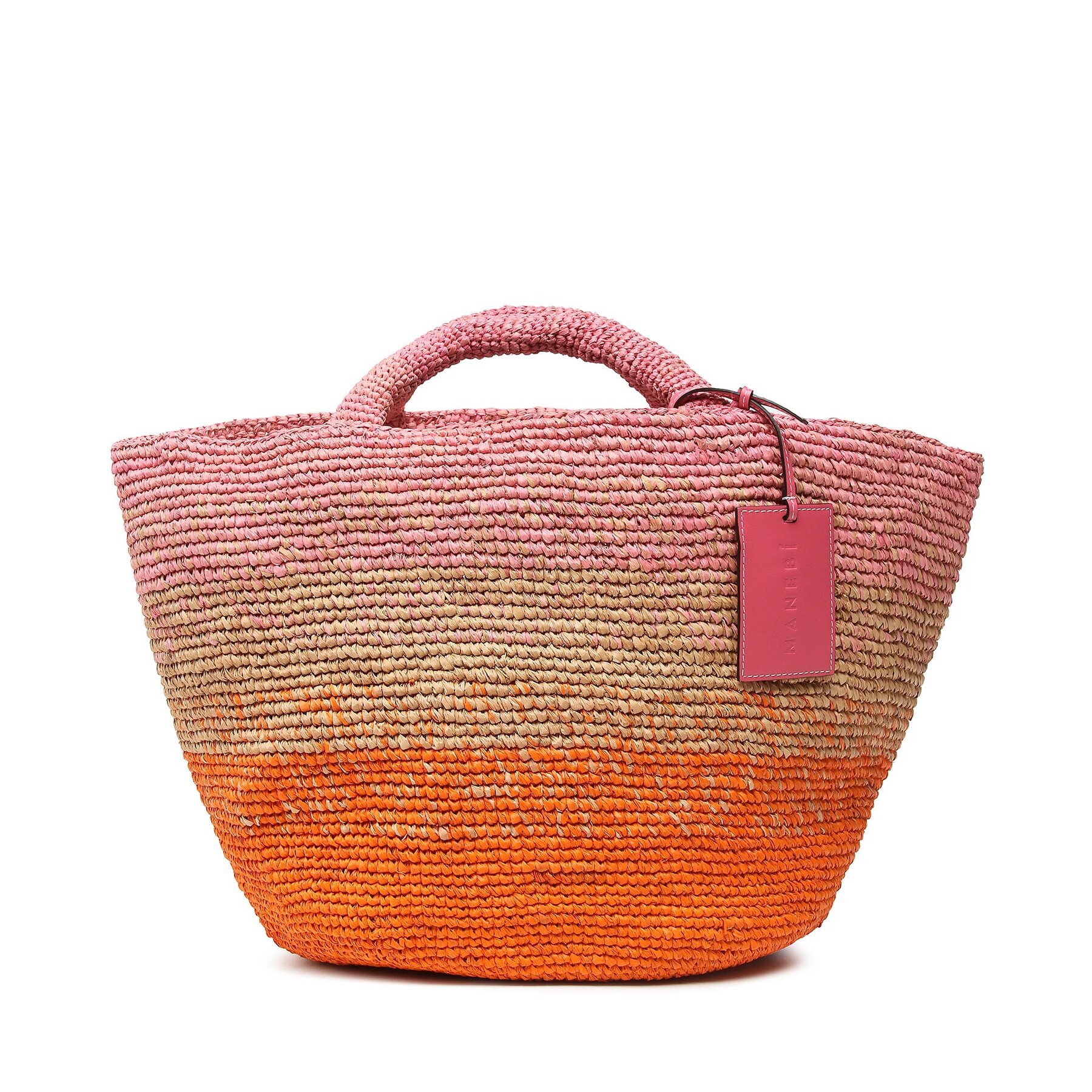 Handtasche Manebi Natural Raffia Panier V 6.8 AK Rosa von Manebi