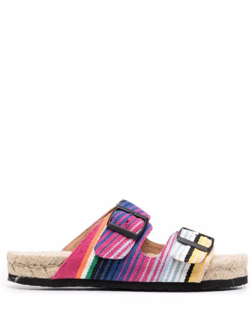 Manebi Tulum striped double-strap slides - Blue von Manebi