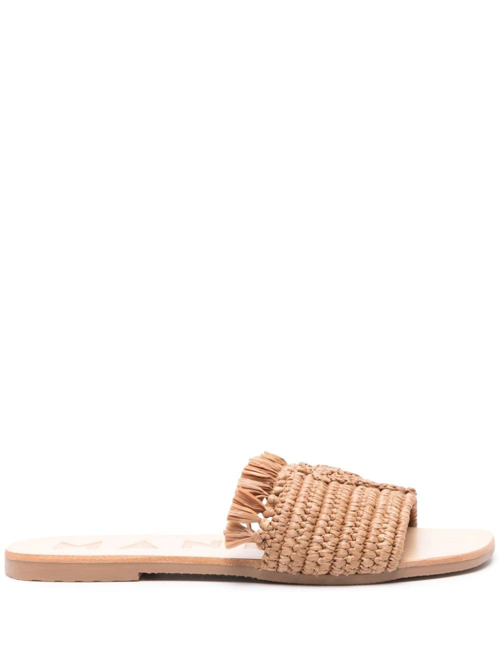 Manebi fringed raffia slides - Neutrals von Manebi