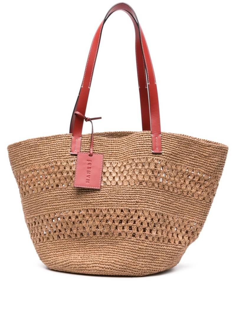 Manebi open-top raffia beach bag - Neutrals von Manebi