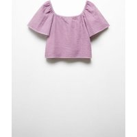 Bluse aus Crinkle-Baumwoll-Gaze von Mango Kids