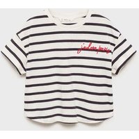 Gestreiftes T-Shirt in Wickel-Optik Gestreiftes T-Shirt in Wickel-Optik von Mango Kids